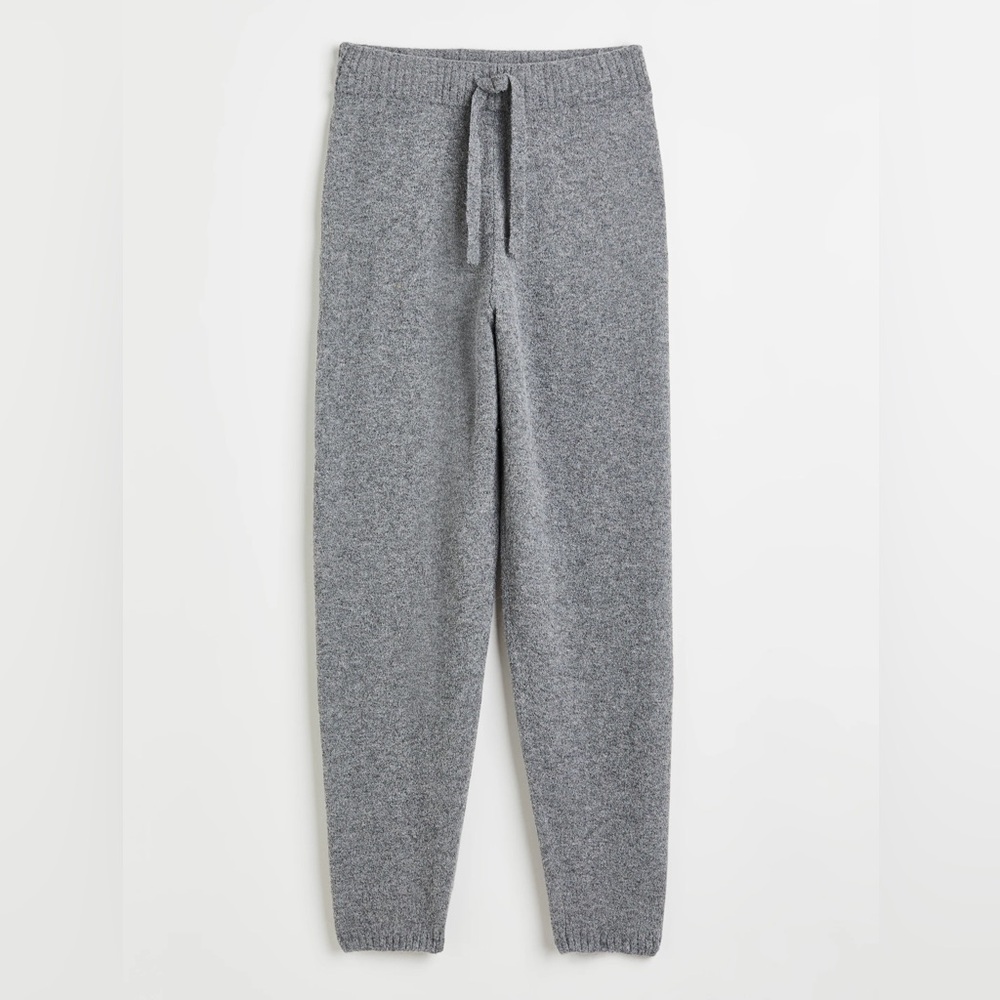 H&M Heather Grey Wool Blend Sweater Knit High Rise Joggers Size S